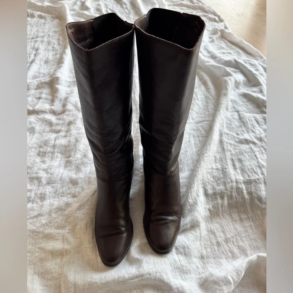 Vintage Brown Leather Riding Boots Size 10 Classic Casual